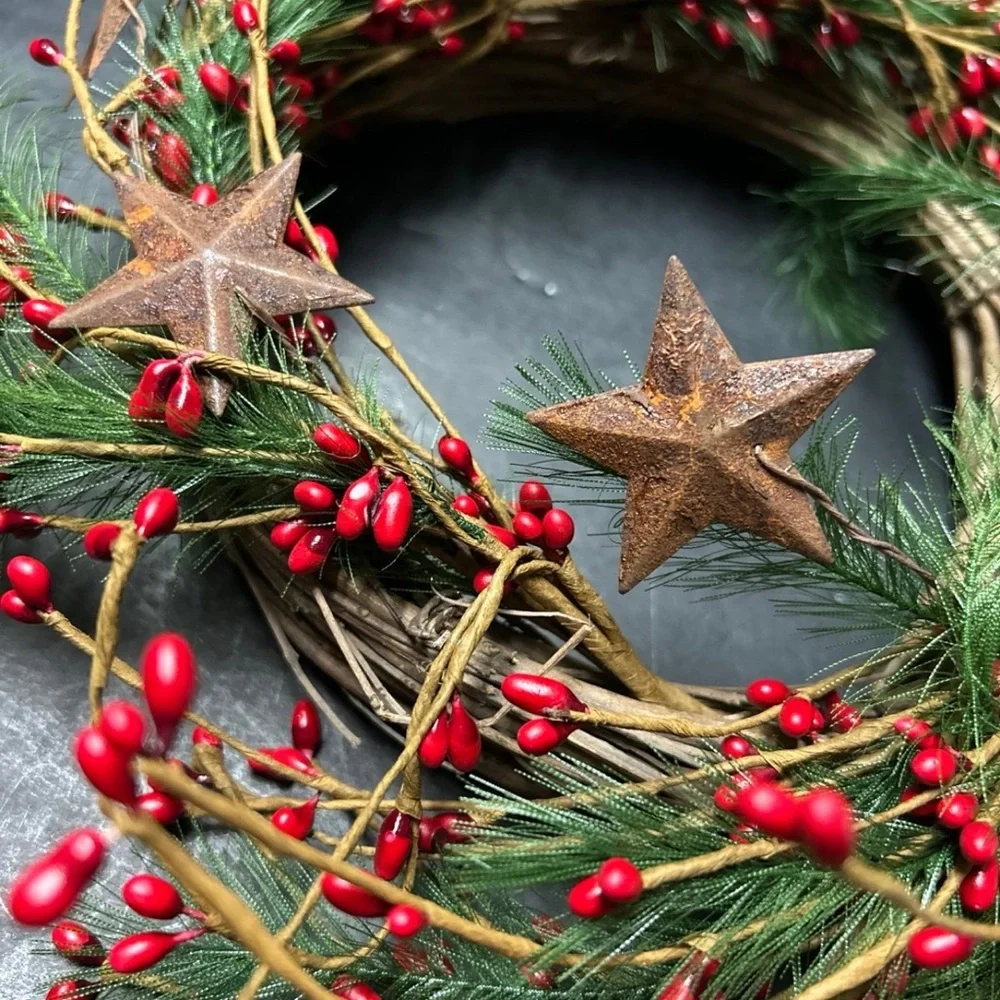 Festive Red Berry and Pine Holiday Wreath - Brand